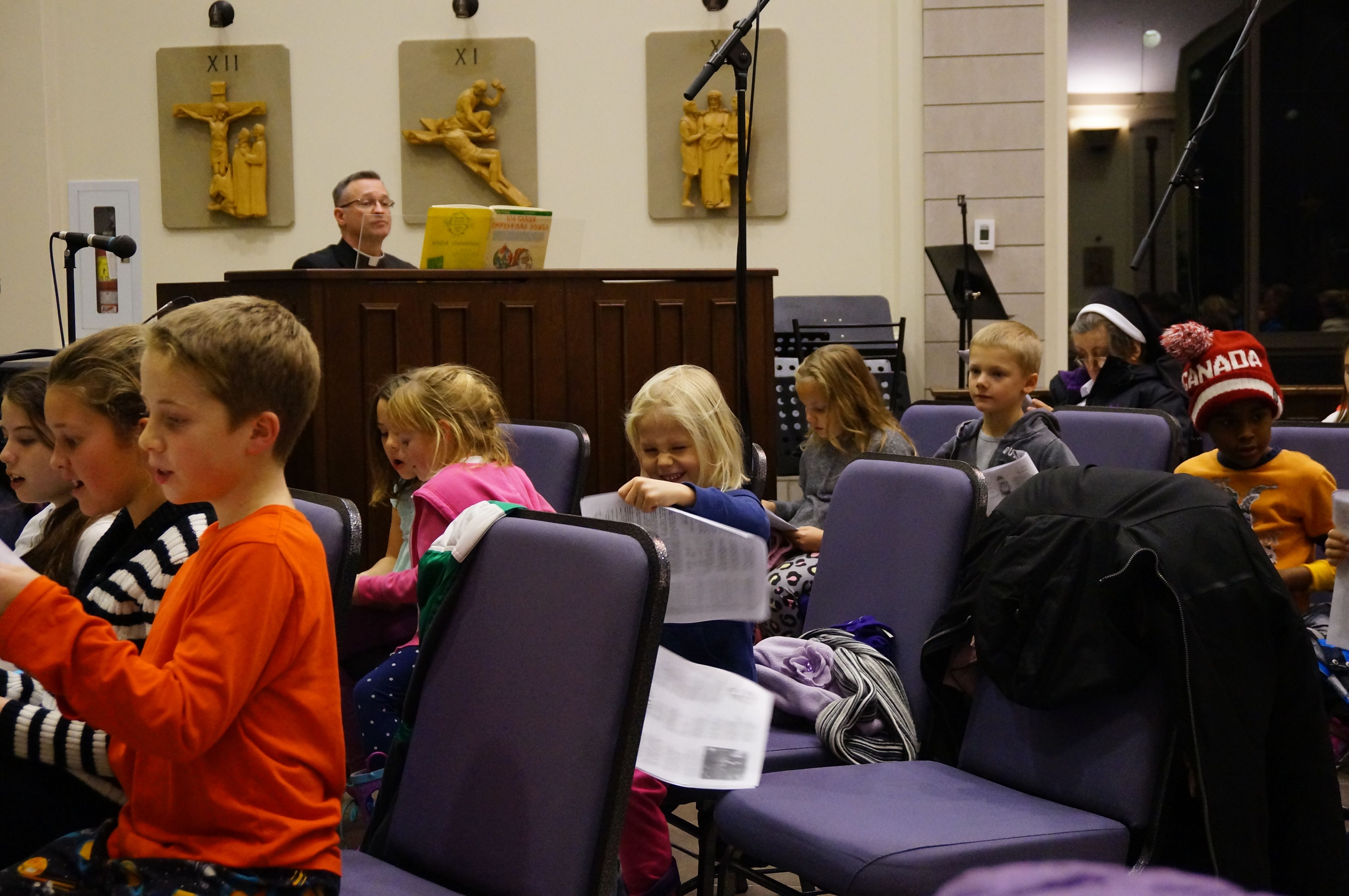 Hymning away with Fr. Lobsinger at the organ!